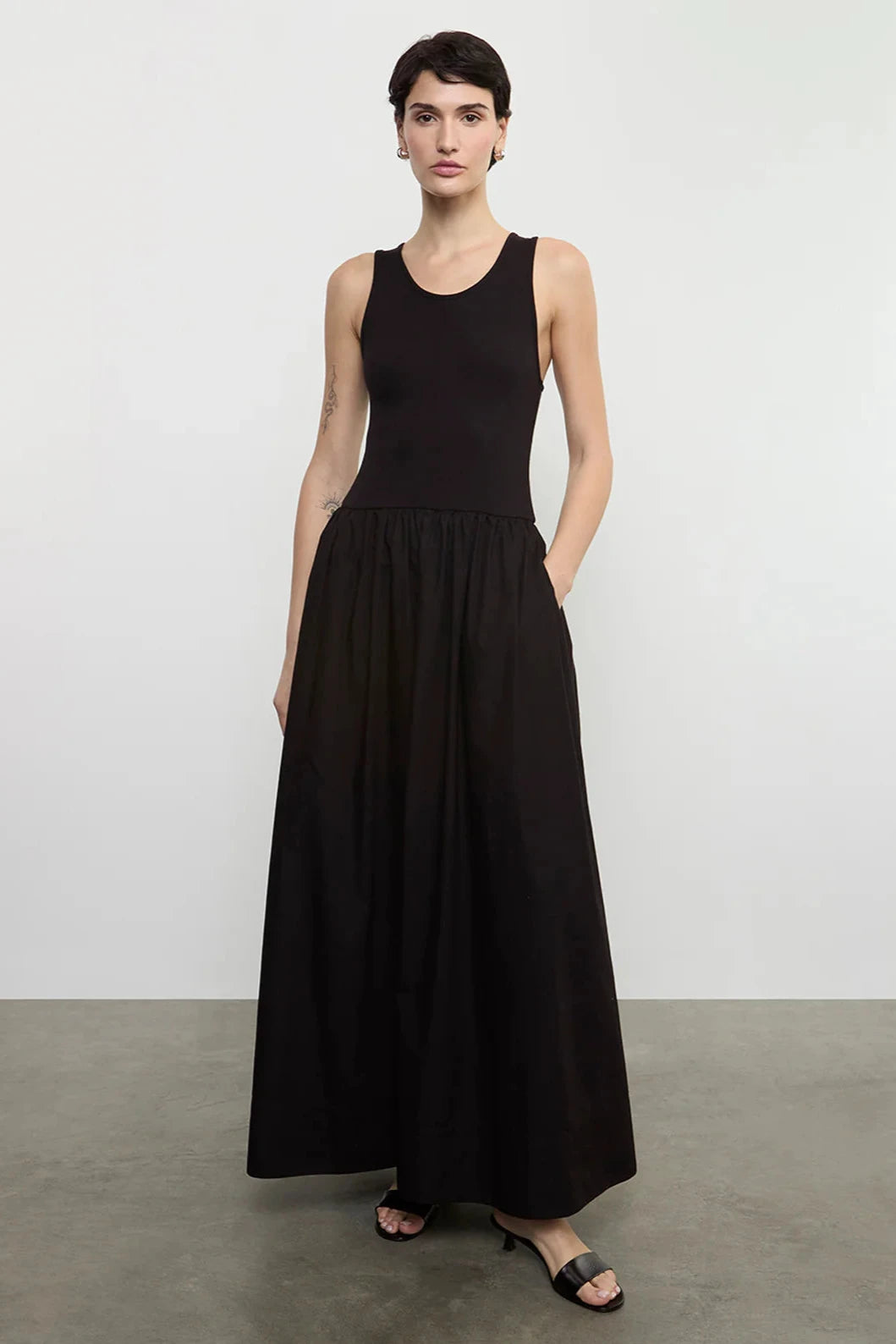 cotton black tank dress Loewe X Paula's Ibiza Sleeveless Pointelle Cotton-Blend Midi Tank Dress