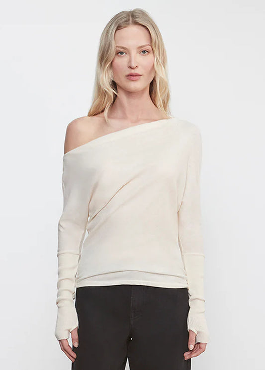 Cashmere Cuffed Off-Shoulder L/S
