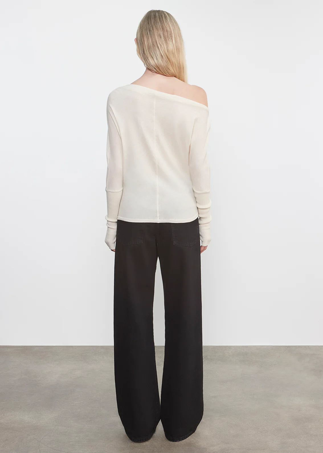 Cashmere Cuffed Off-Shoulder L/S