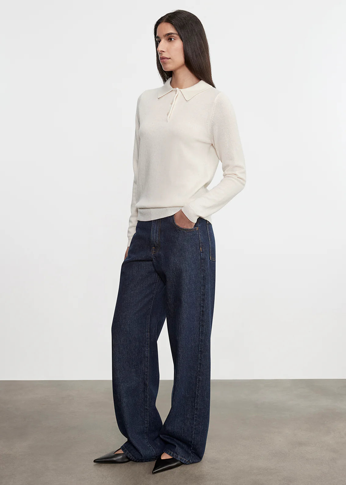 Knit Cashmere Polo Sweater