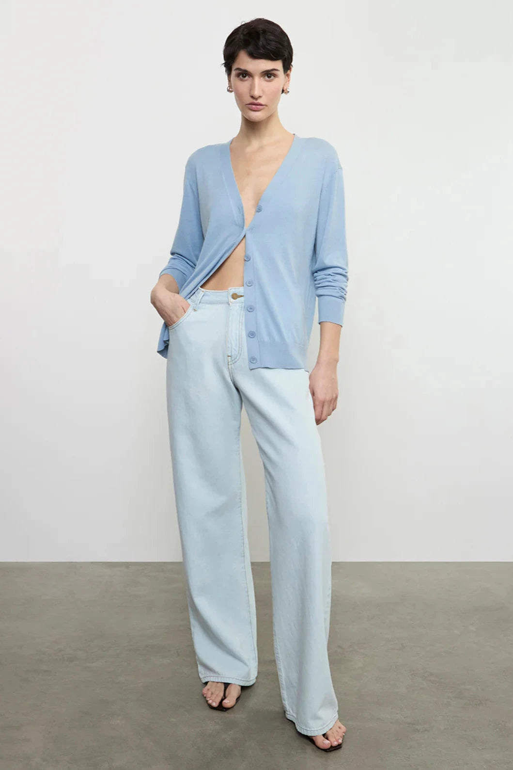 Silk Knit V-Neck Cardigan