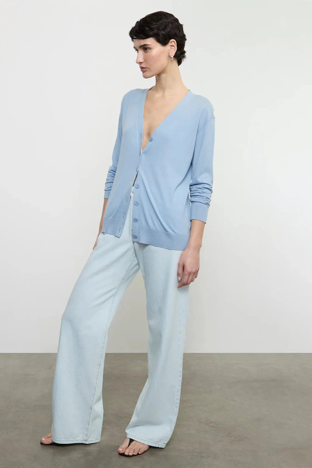 Silk Knit V-Neck Cardigan
