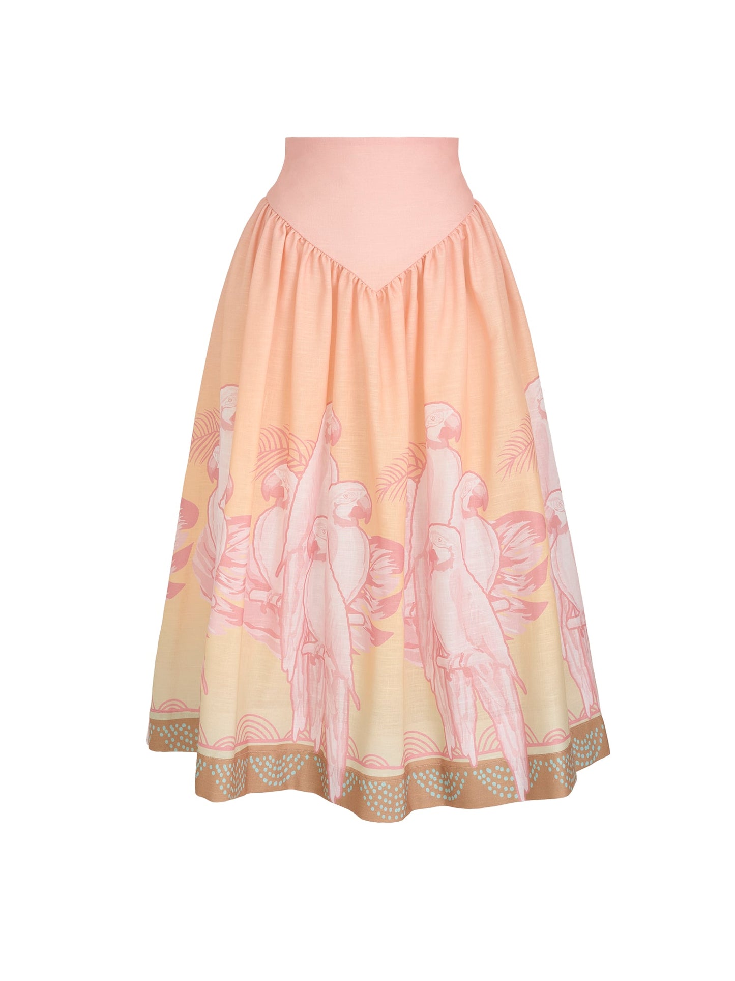 SOTAVENTO MIDI SKIRT IN CORAL MACAW PRINT