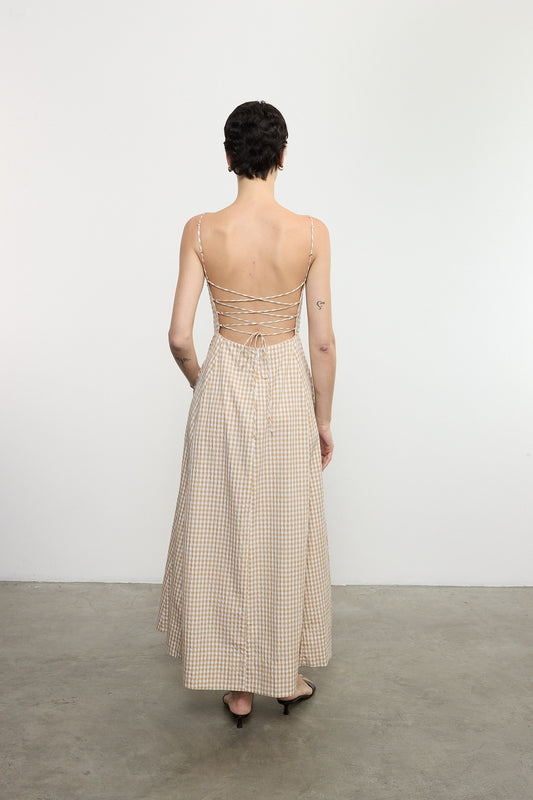 Textured Gingham Dress In Japanese Cotton