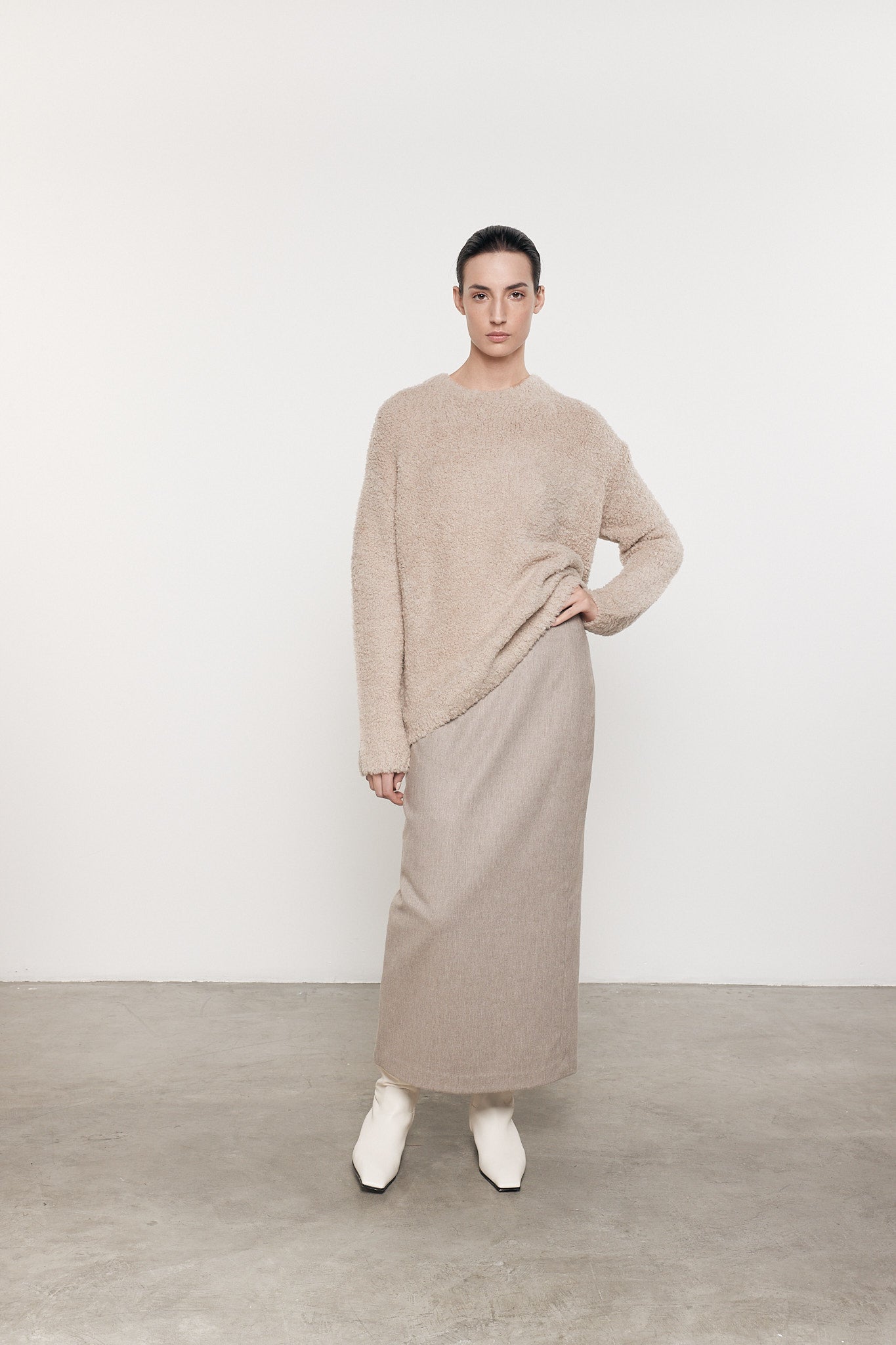 Wool Feather Oversized L/S Crew