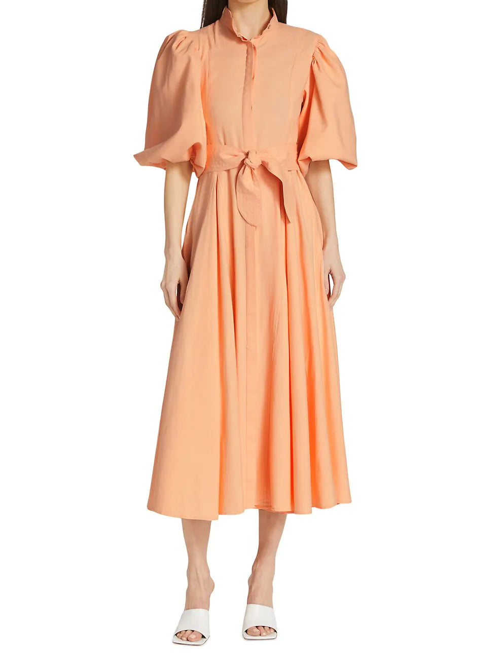 BROMELIA DRESS IN HOT PEACH