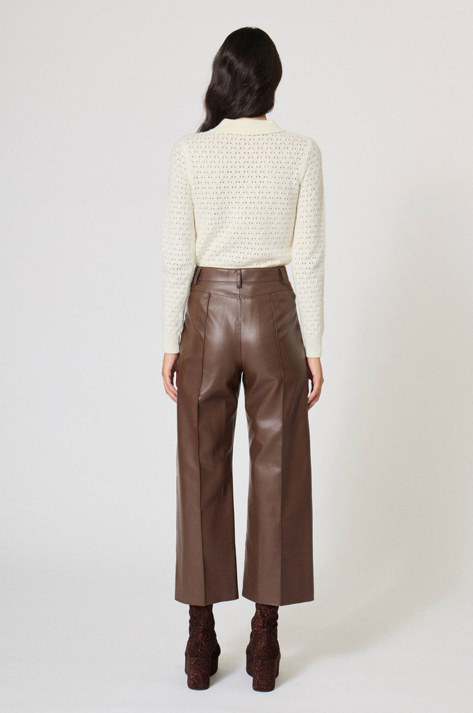 Open Edit Cropped Wide Leg Tie Waist Pants Trousers Chocolate Brown XS |  eBay