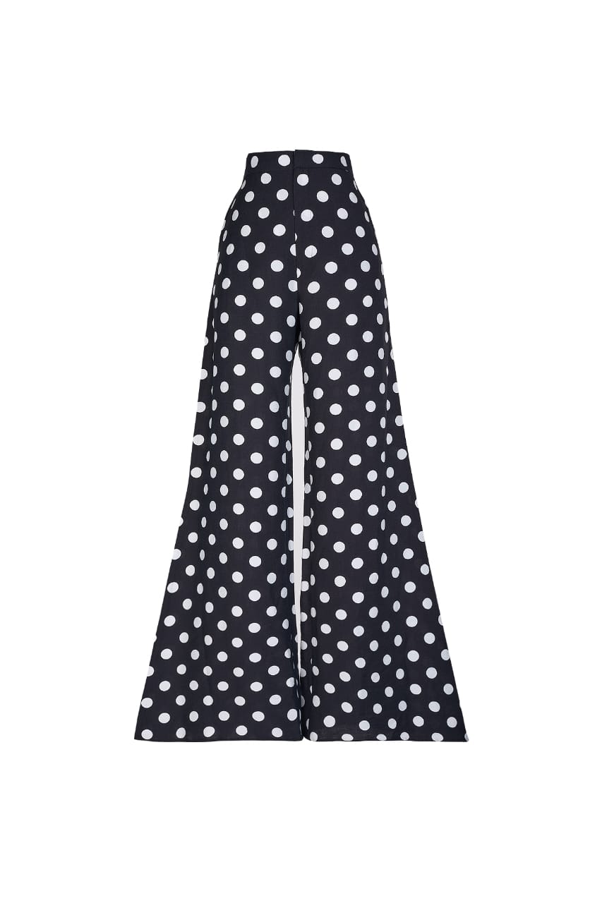 LA COLINA PANTS IN BLACK POLKA DOTS