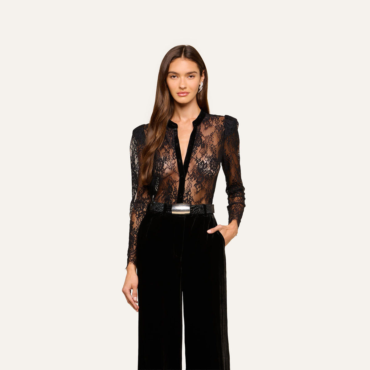 Dorothea Velvet Lace Blouse
