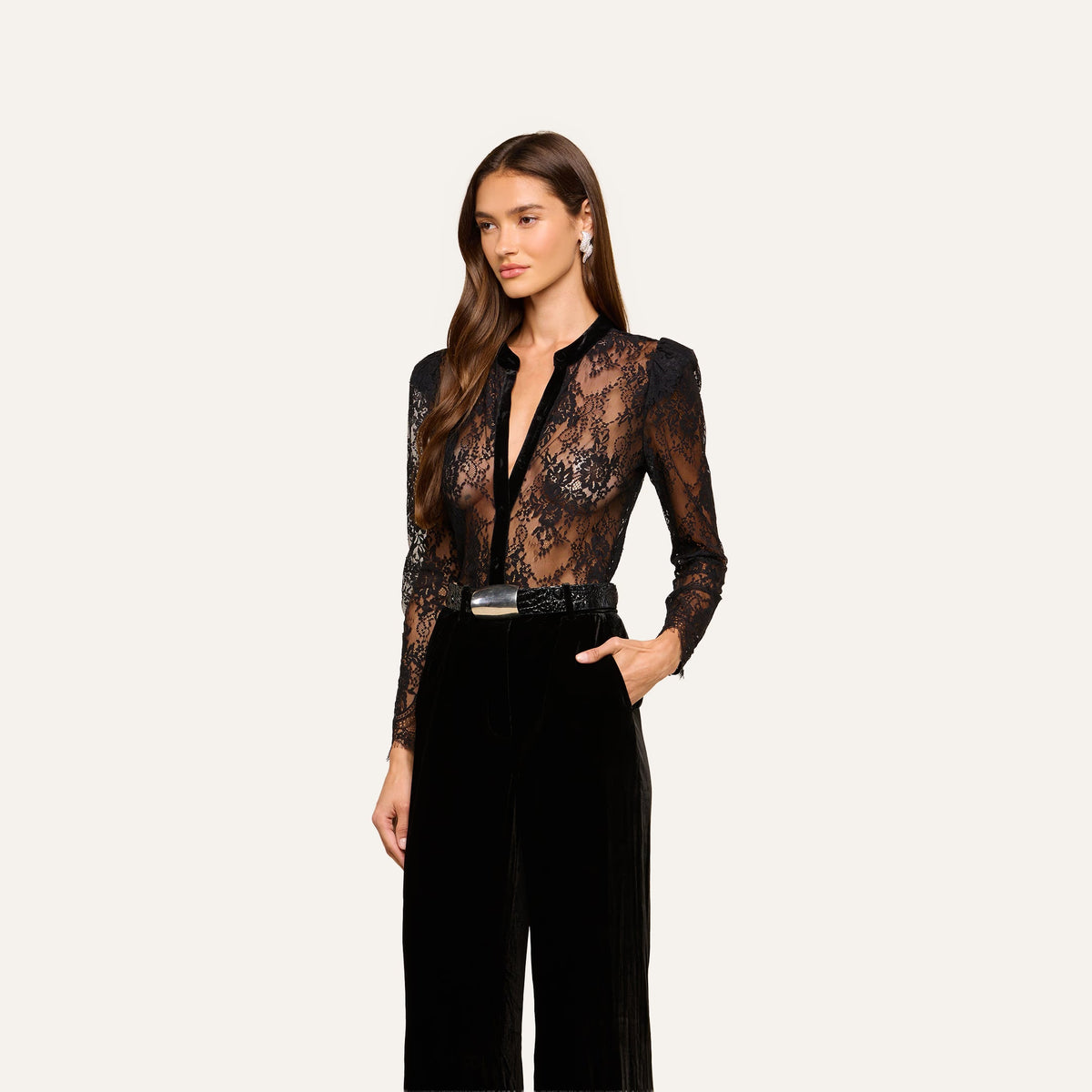 Dorothea Velvet Lace Blouse