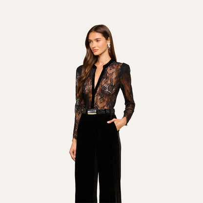 Dorothea Velvet Lace Blouse