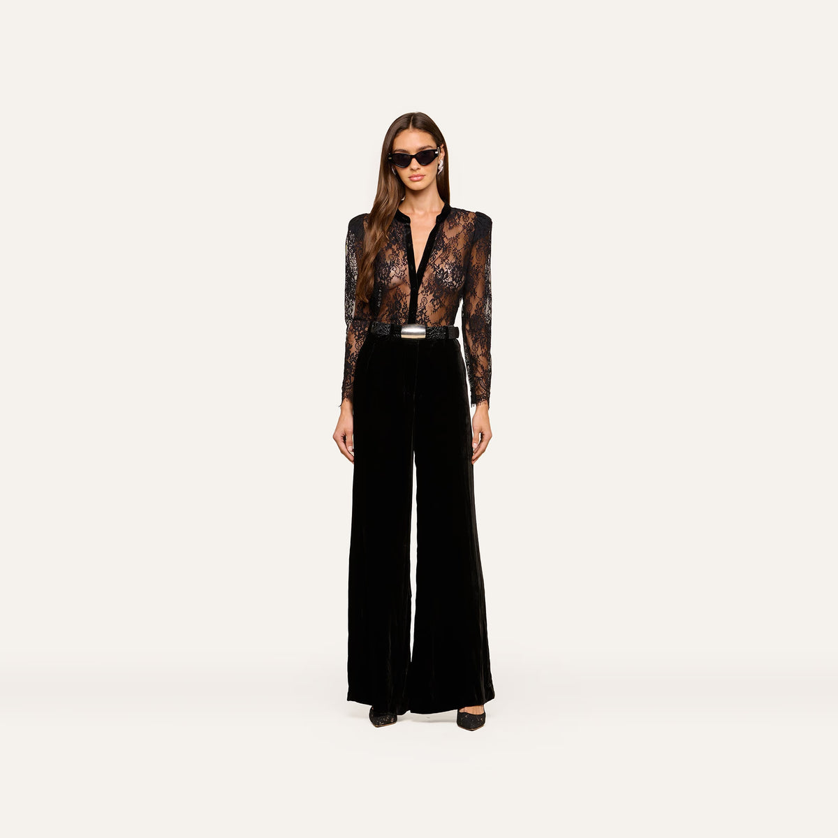 Dorothea Velvet Lace Blouse