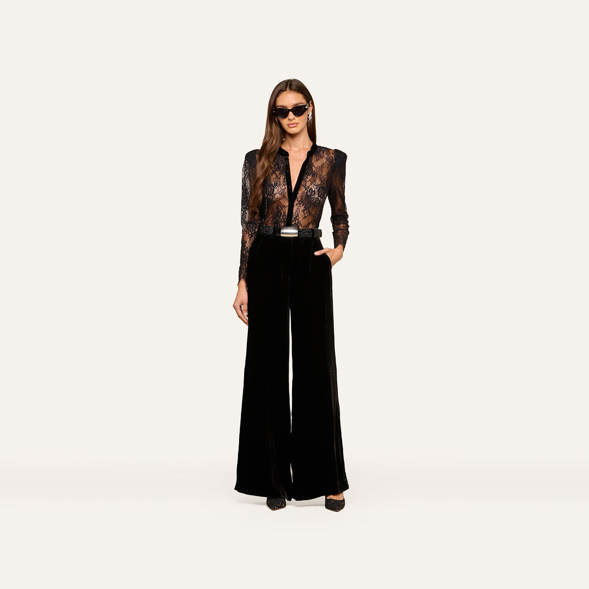 Dorothea Velvet Lace Blouse