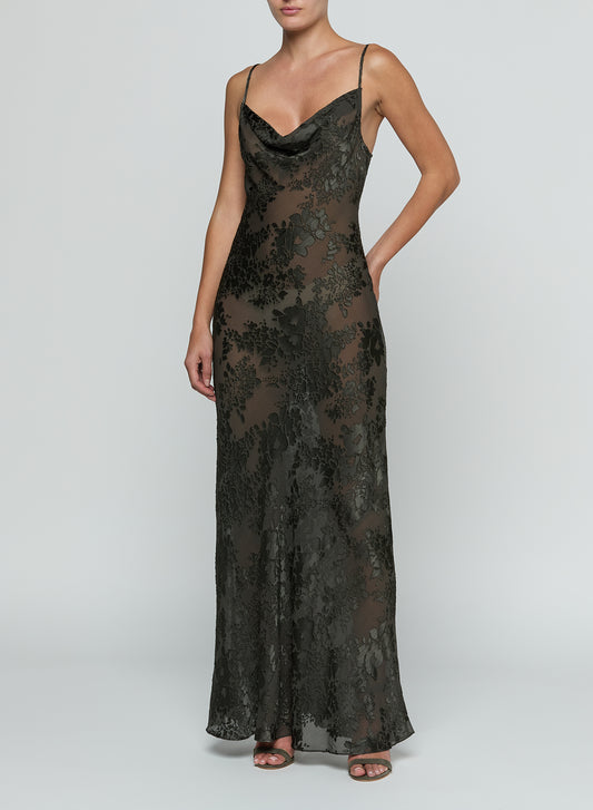 Christine Burnout Satin Gown