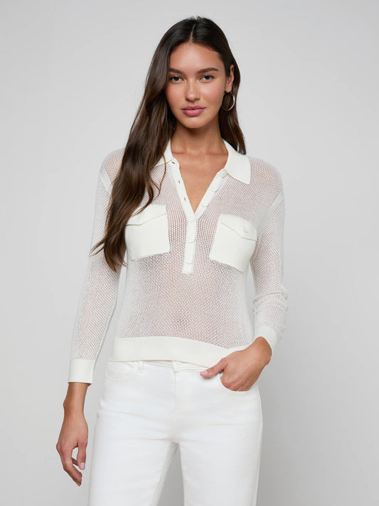 Carine Pointelle Collared Sweater