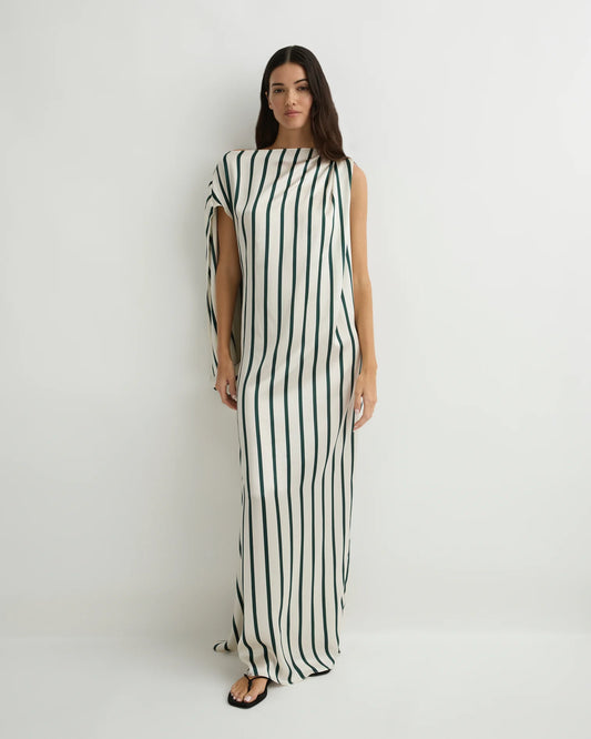 Cannes Silk Asymmetric Maxi Dress