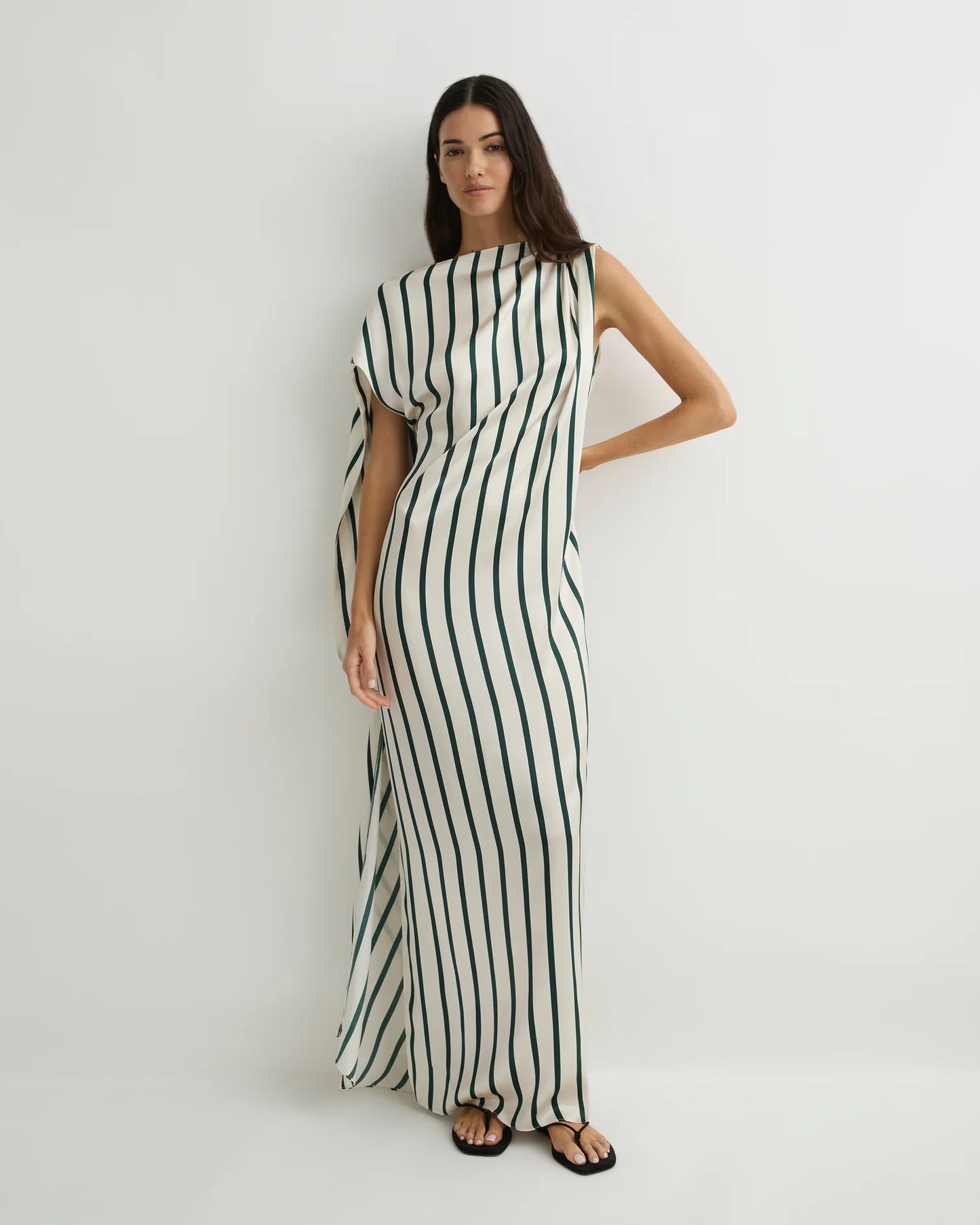 Cannes Silk Asymmetric Maxi Dress