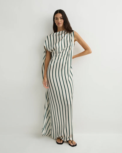 Cannes Silk Asymmetric Maxi Dress