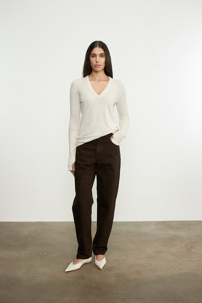 Fine Cashmere Knitted V-neck Sweater