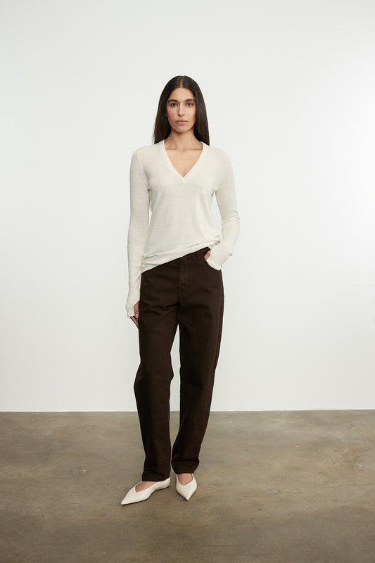 Fine Cashmere Knitted V-neck Sweater