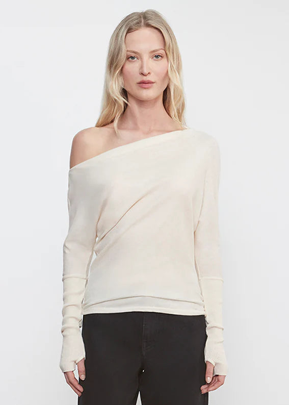 Cashmere Cuffed Off-Shoulder L/S