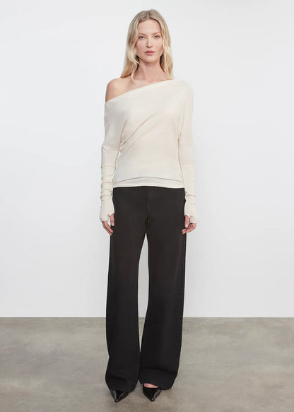 Cashmere Cuffed Off-Shoulder L/S