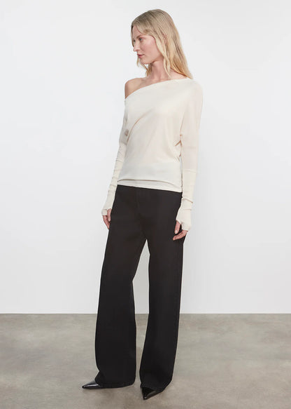 Cashmere Cuffed Off-Shoulder L/S