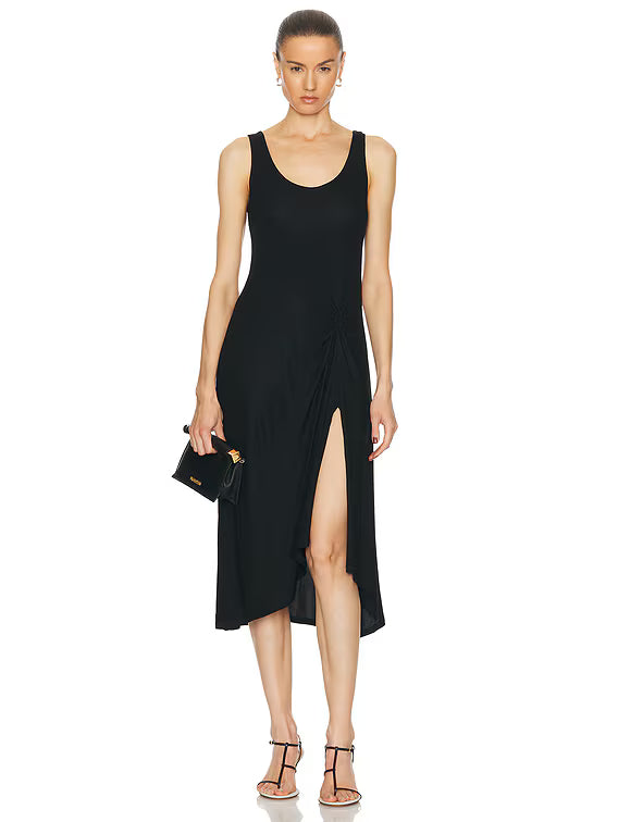 Matte Jersey Draped Knot Dress