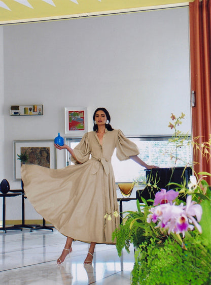 BROMELIA DRESS IN KHAKI
