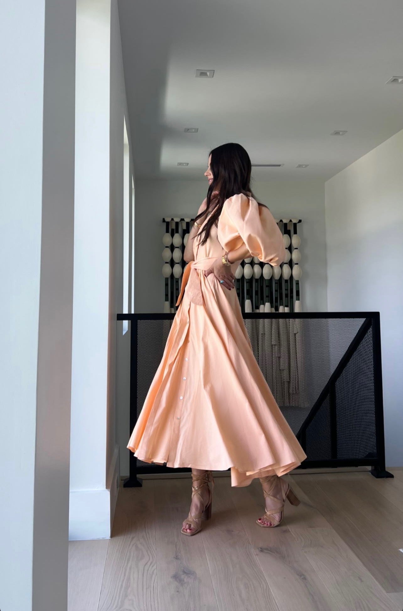 BROMELIA DRESS IN HOT PEACH