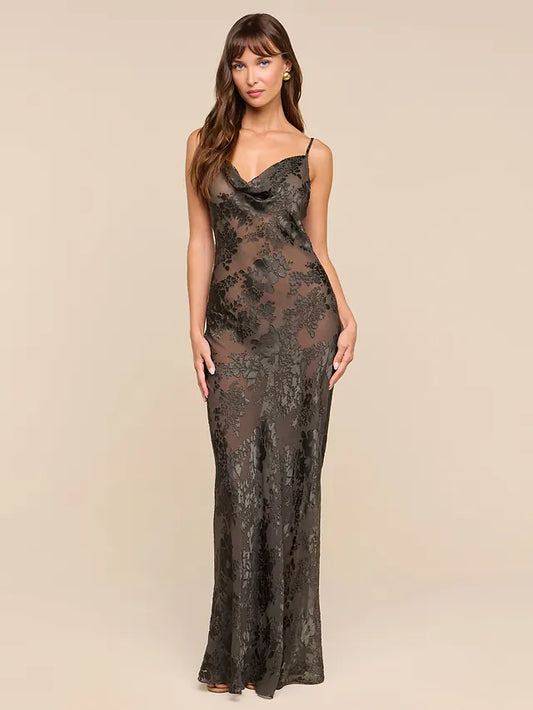 Christine Burnout Satin Gown