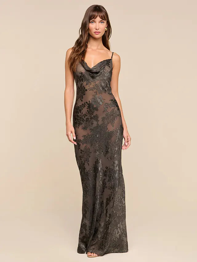 Christine Burnout Satin Gown