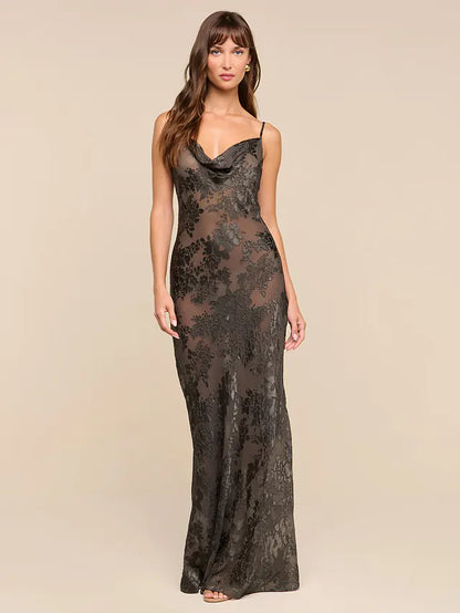 Christine Burnout Satin Gown