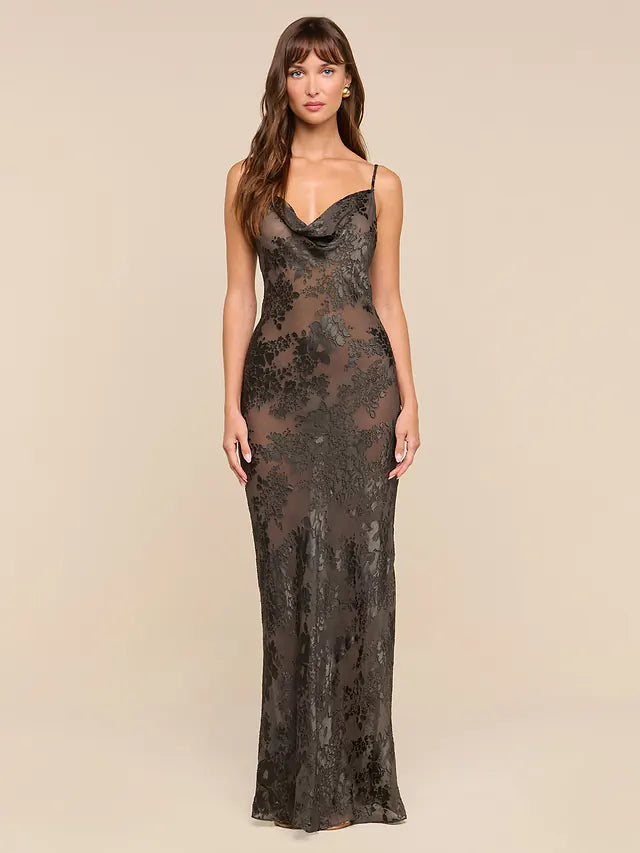 Christine Burnout Satin Gown
