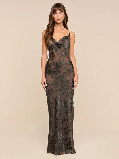 Christine Burnout Satin Gown