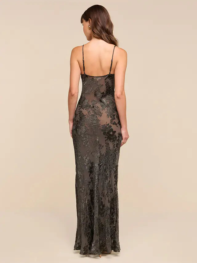 Christine Burnout Satin Gown