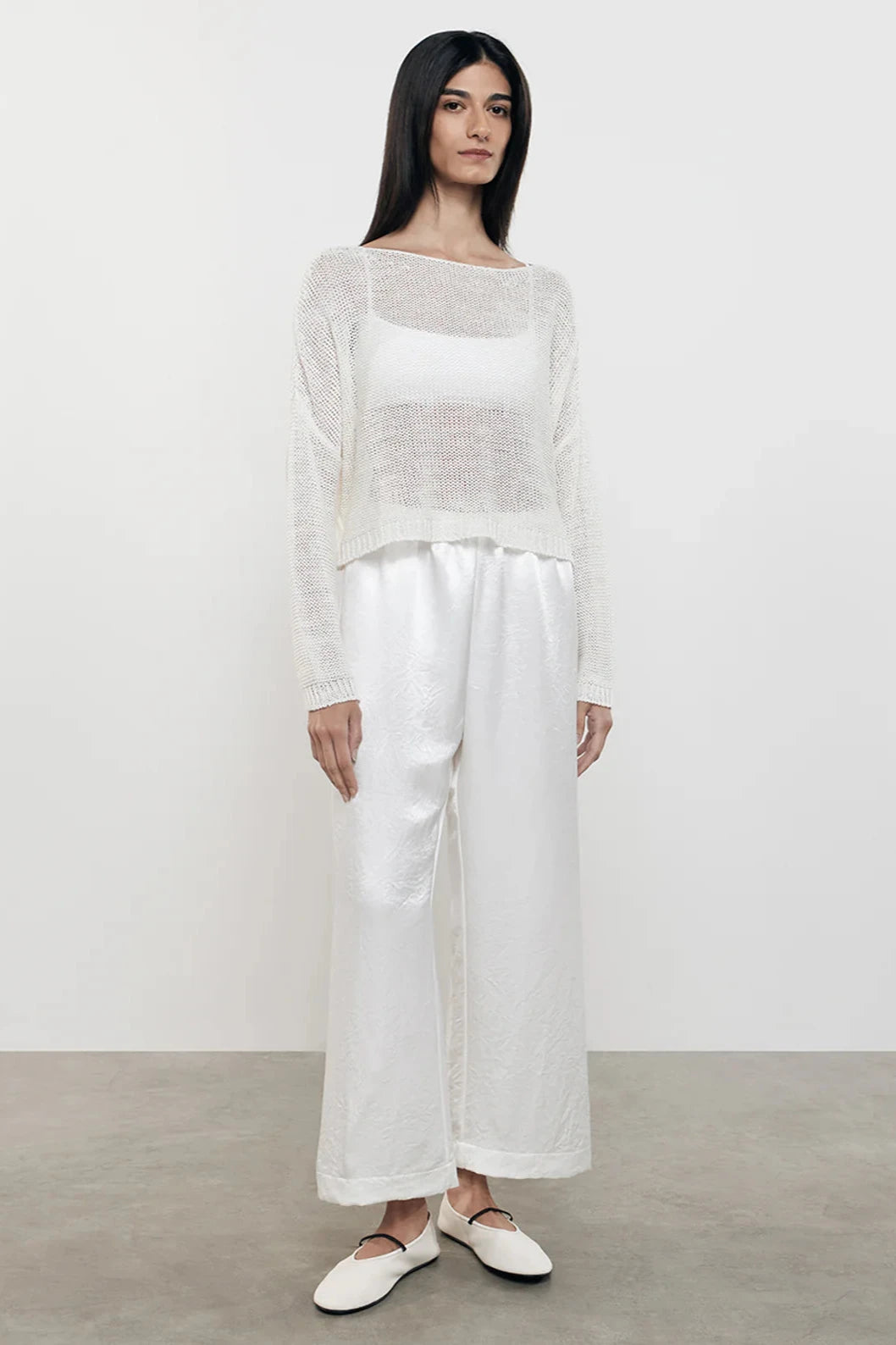 Linen Open Knit Bateau Sweater