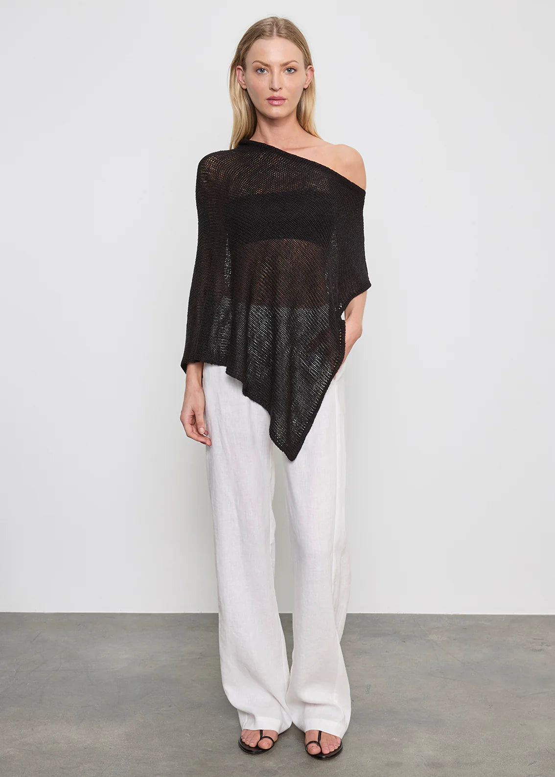 Linen Open Knit Poncho