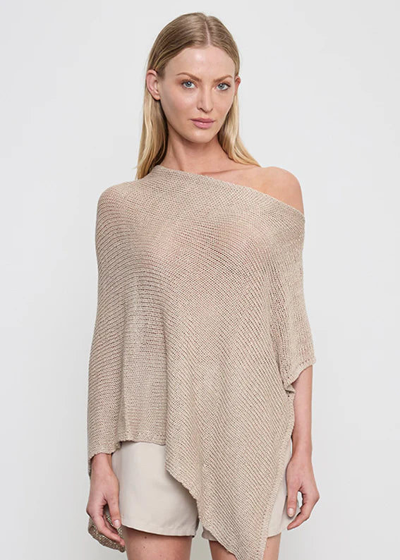 Linen Open Knit Poncho