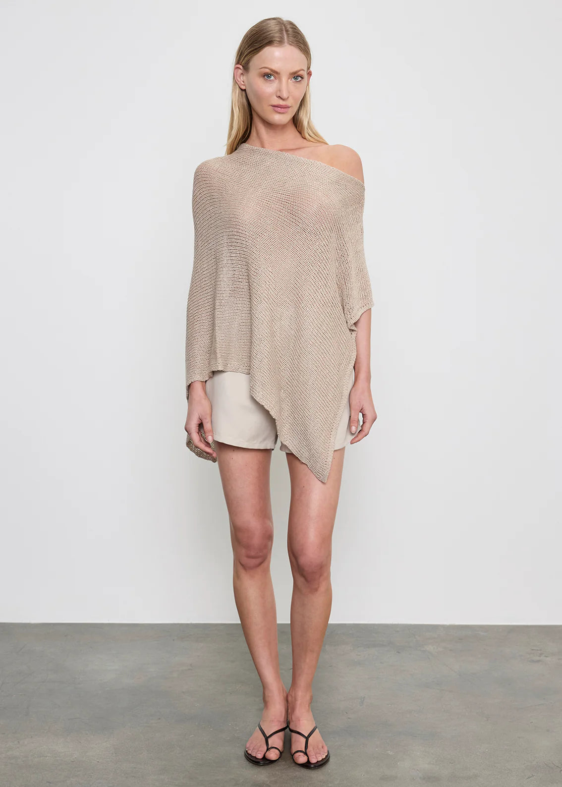 Linen Open Knit Poncho
