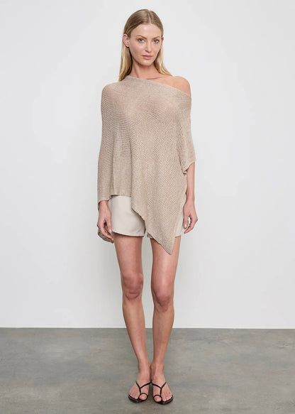 Linen Open Knit Poncho