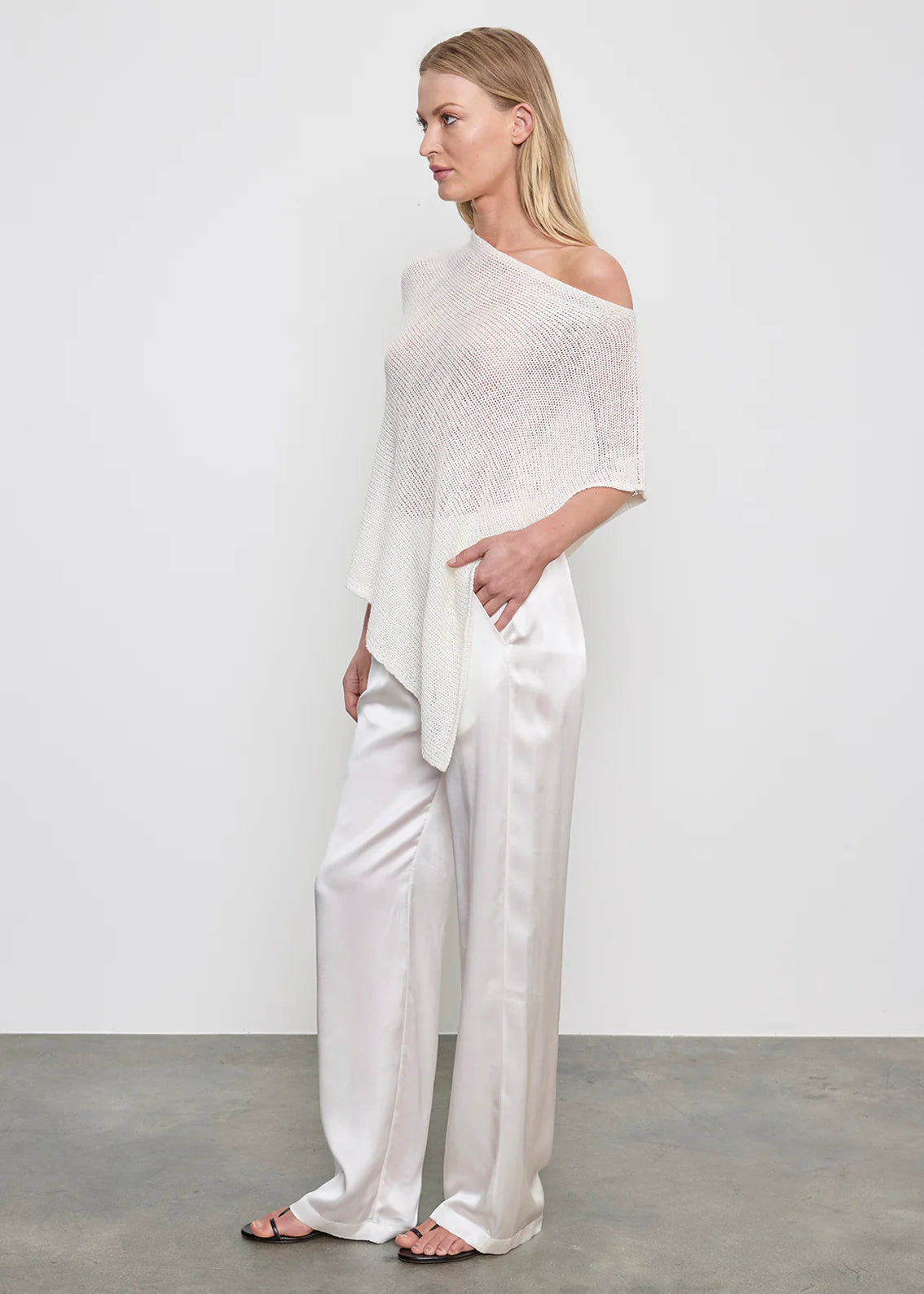 Linen Open Knit Poncho