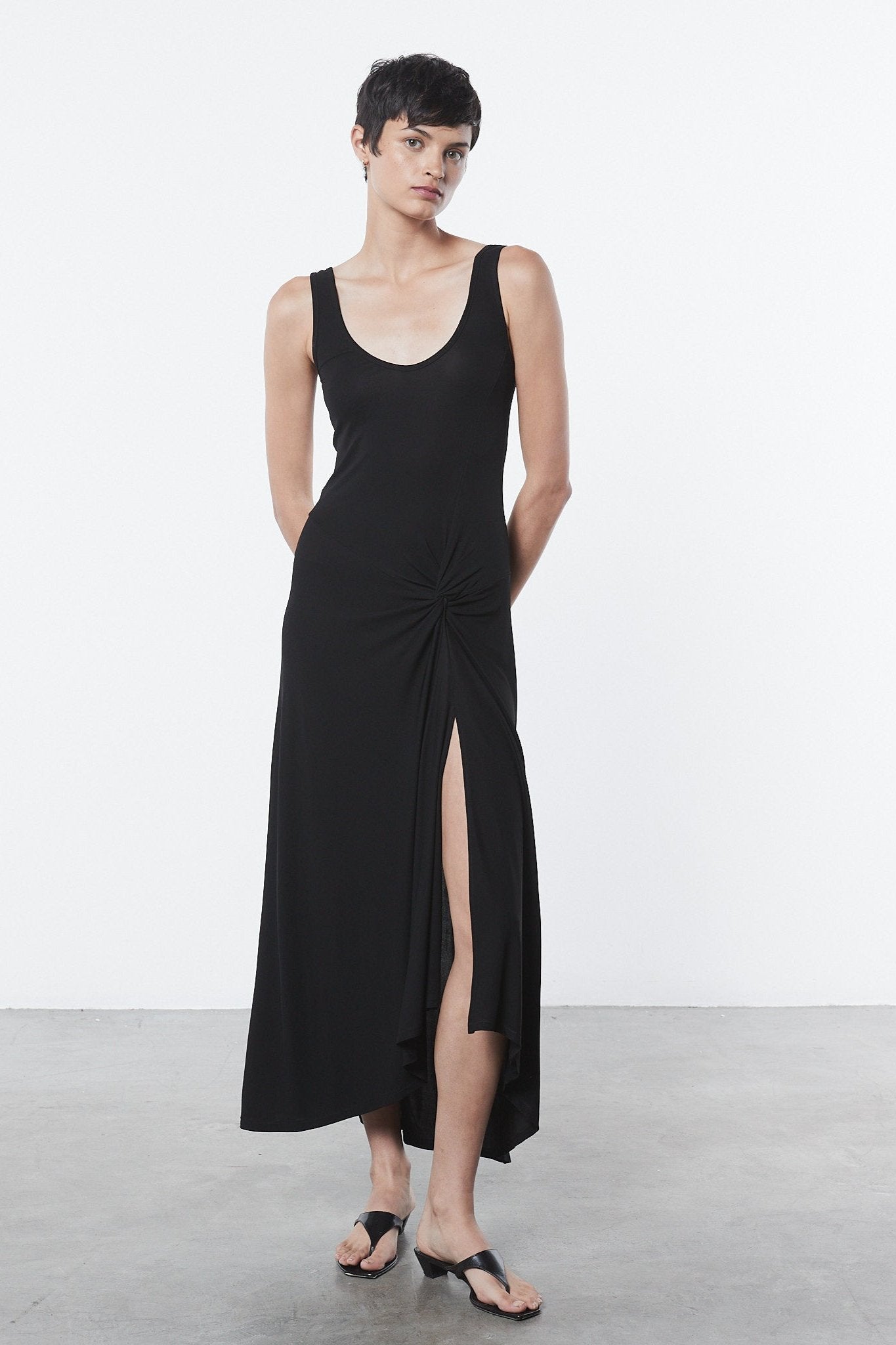 Matte Jersey Draped Knot Dress