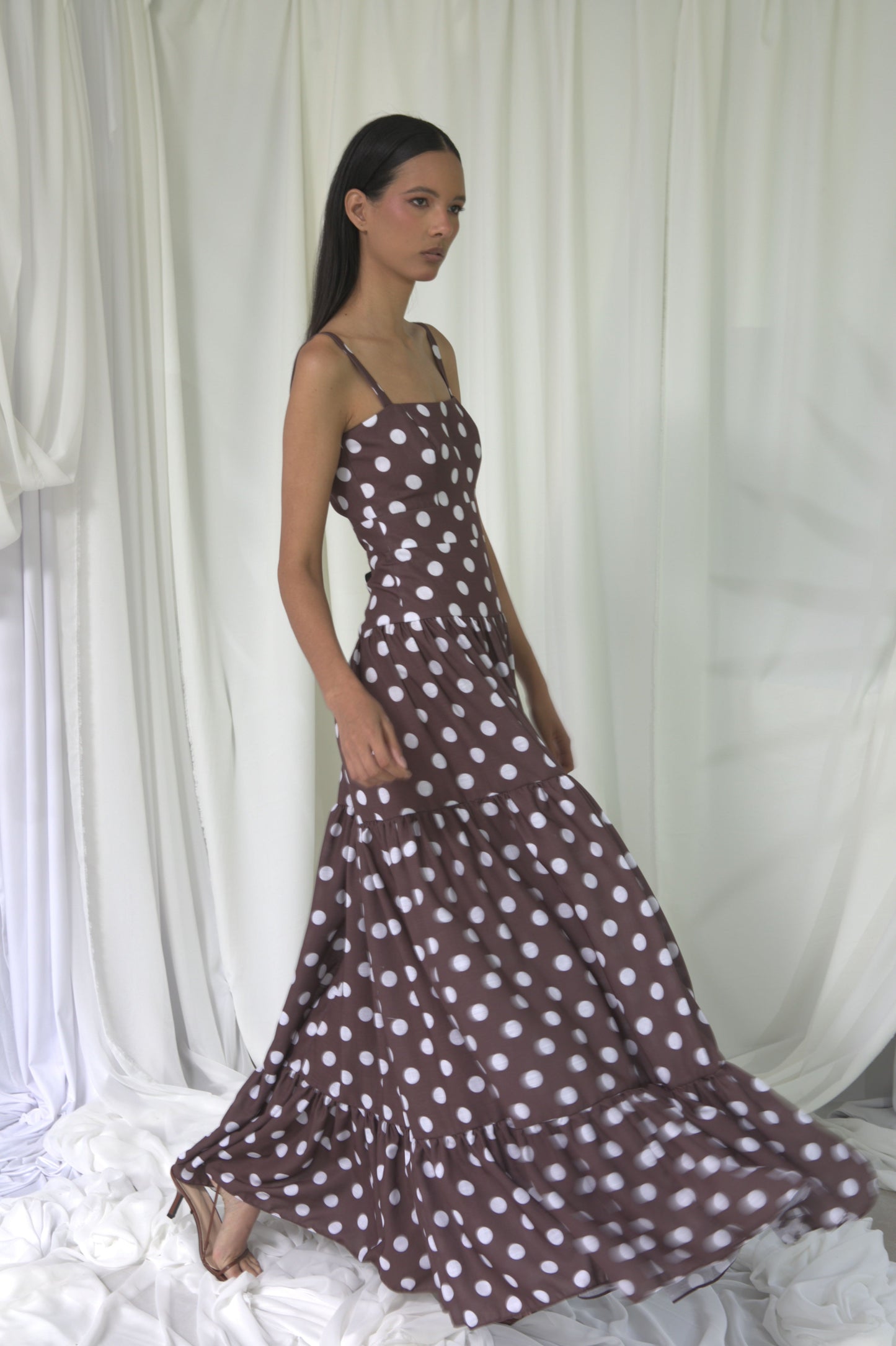 MARANTA DRESS IN MAROON POLKA DOTS