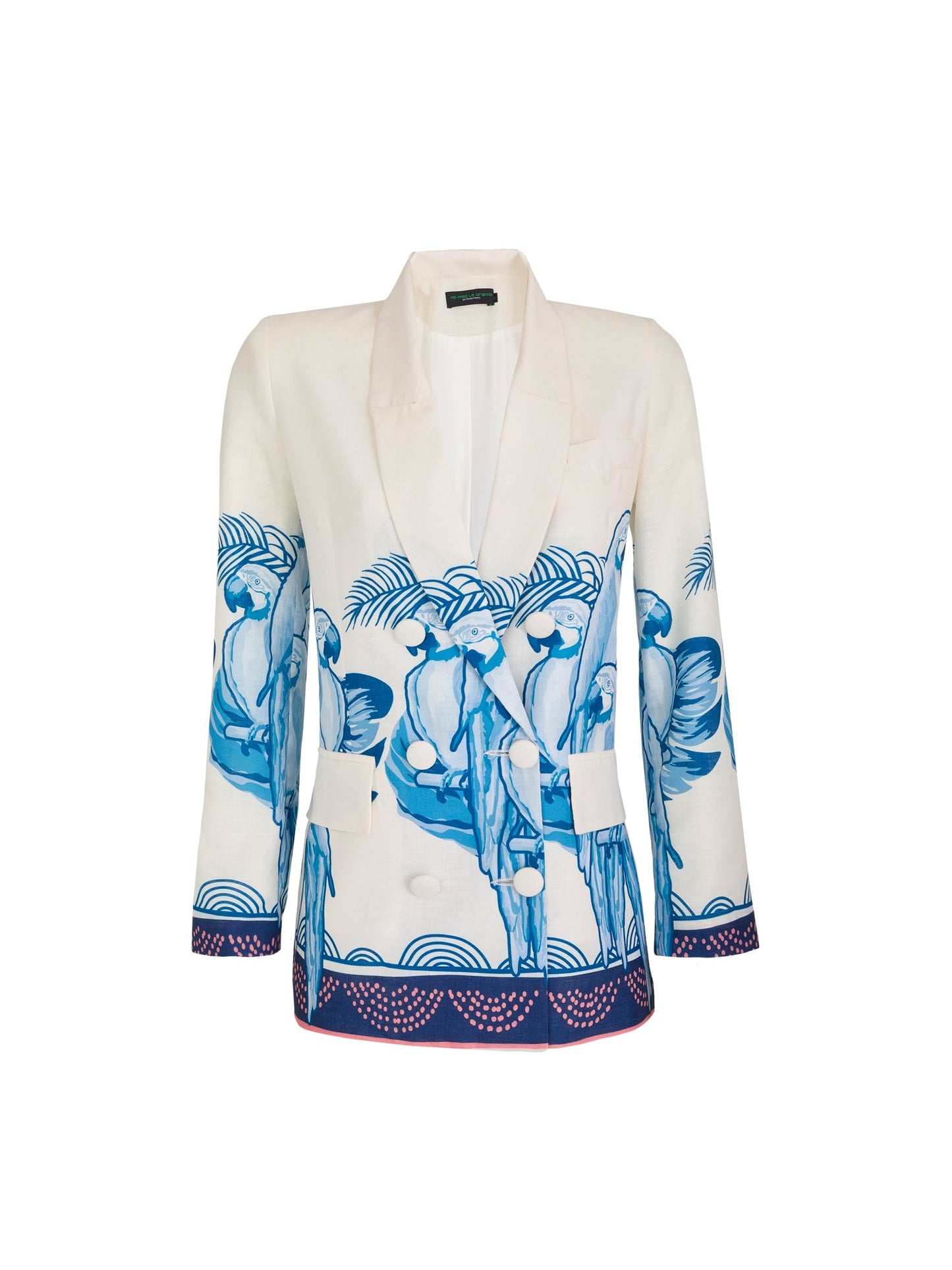 MARCELA TAILORED JACKET SUIT IN BLUE MACAW PRINT