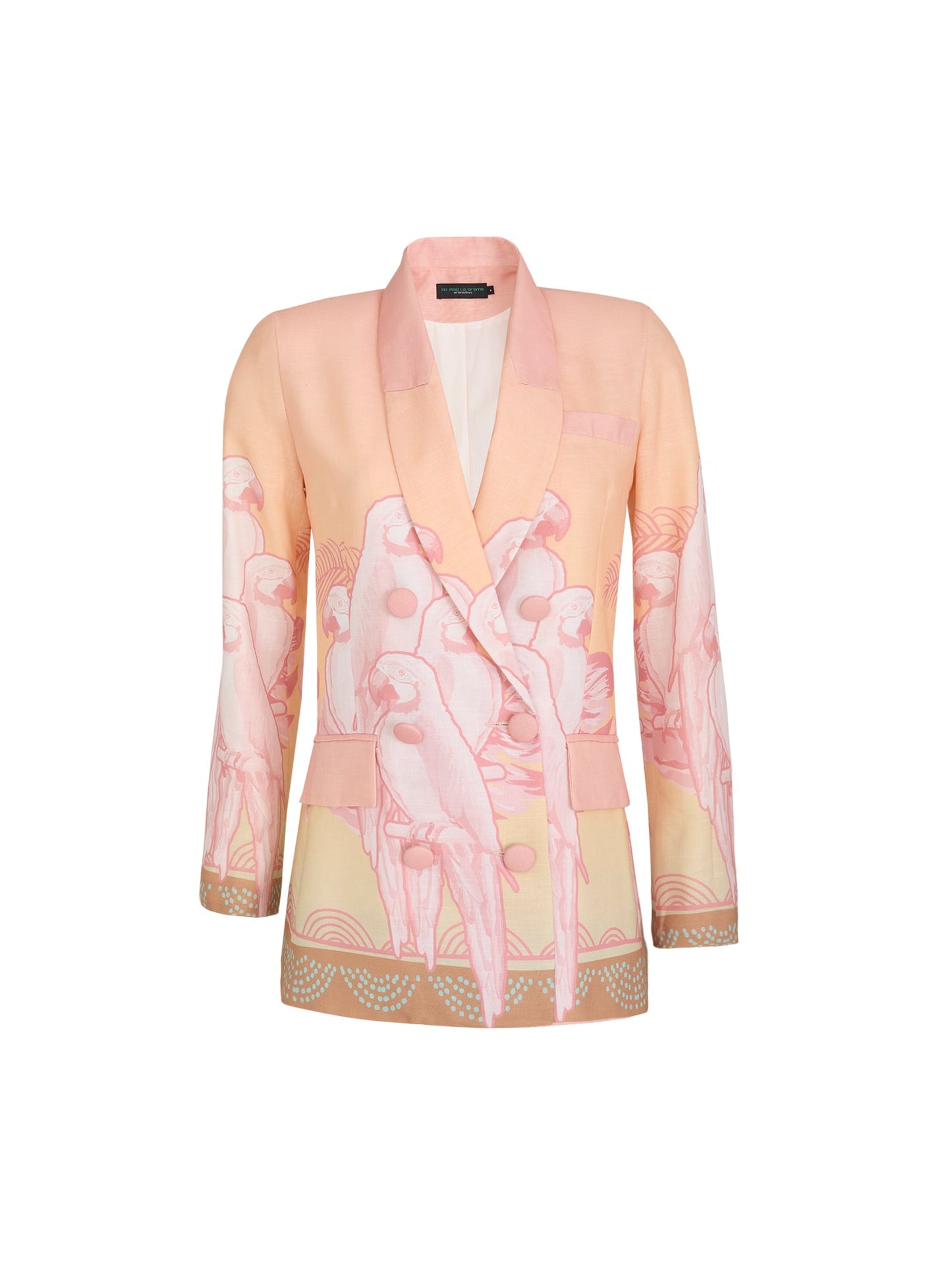 MARCELA TAILORED JACKET SUIT IN CORAL MACAW PRINT