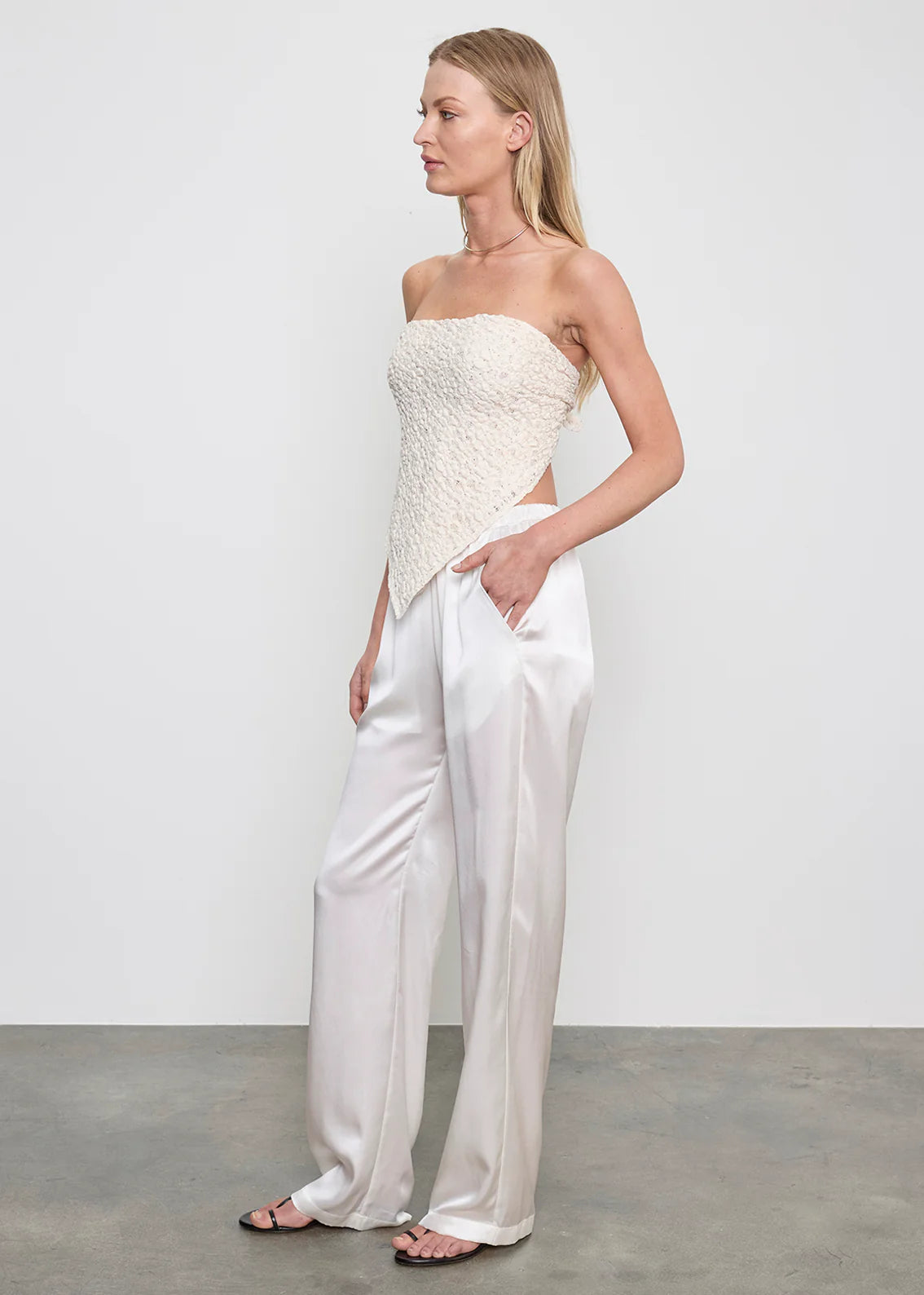 Puckered Lace Scarf Top