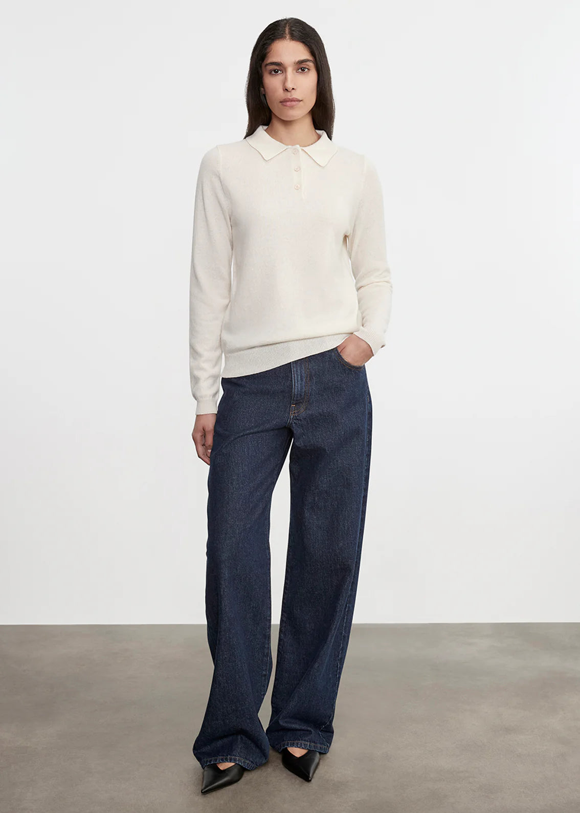 Knit Cashmere Polo Sweater