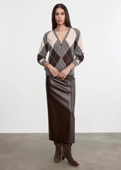Knit Cashmere Argyle Cardigan