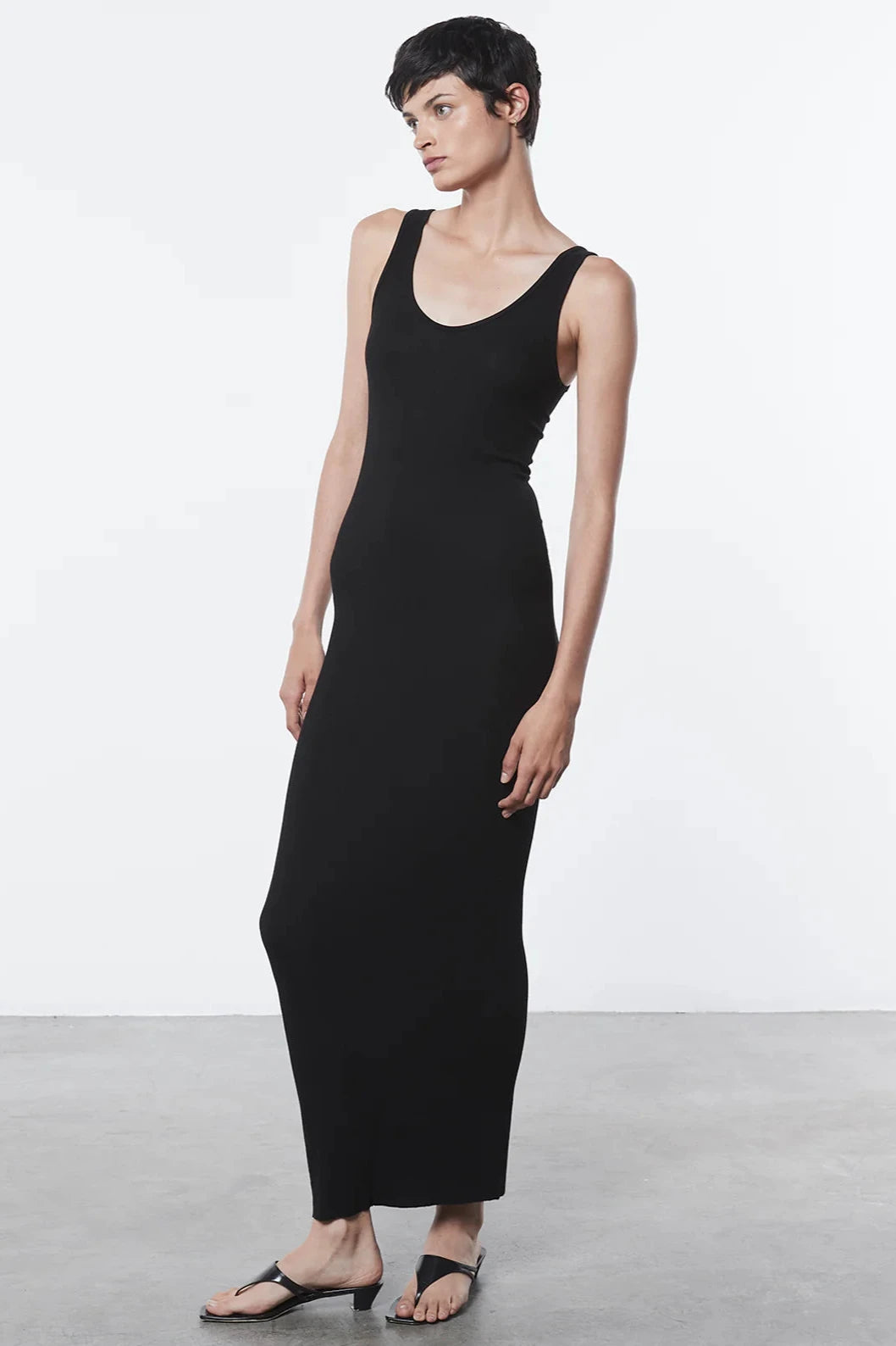 Silk Rib Maxi Tank Dress